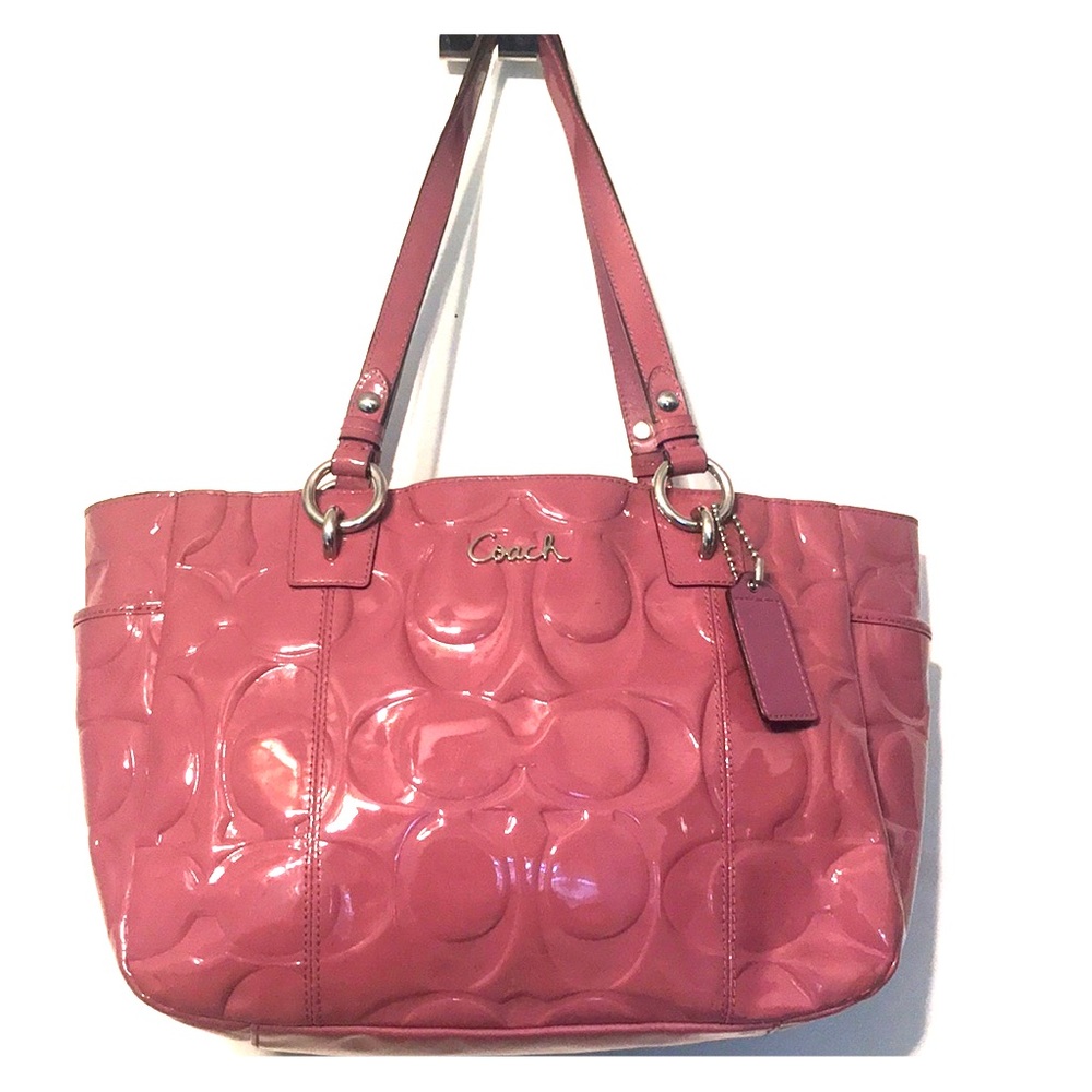 Purple patten leather Coach bag! Great condition!